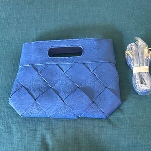 Shiraleah Blue Woven Clutch